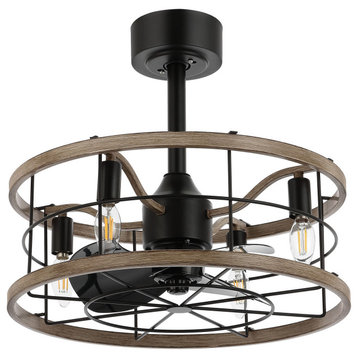 18" Caged Ceiling Fan With Remote Control and Light Kit