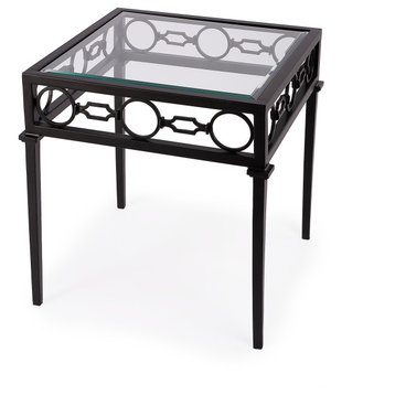 Southport Iron Square Outdoor End Table in Black