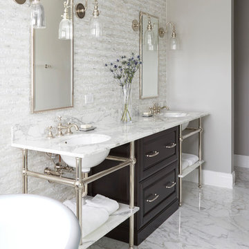 Dual Washstand Sinks in Glamorous Waterworks Bath
