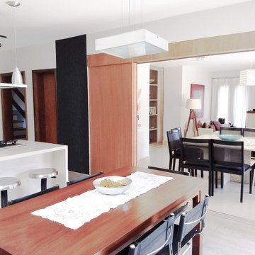 Contemporary Modern Interior Design: Bespoke Kitchen Breakfast Bar and Integrate