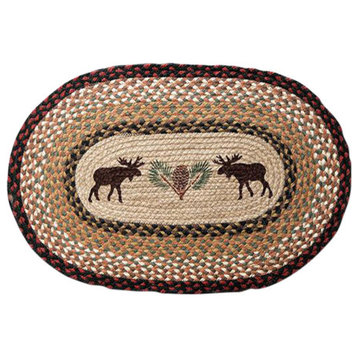 Moose and Pinecone Oval Patch Rug