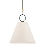 Hudson Valley Lighting - Altamont, One Light 18-inch Pendant, Distressed Bronze Finish, Parchment Shade - Unique ring-and-rod chains add special flair to the Altamont pendants. The design's conical shape is clean and versatile. While the metal shade's rivet and seam details accentuate its historic roots, the inviting ambient illumination of the paper shade creates a softer look.