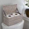 Artifacts Rattan™ Rectangular Double Toilet Roll Holder with Hinged Lid, White Wash