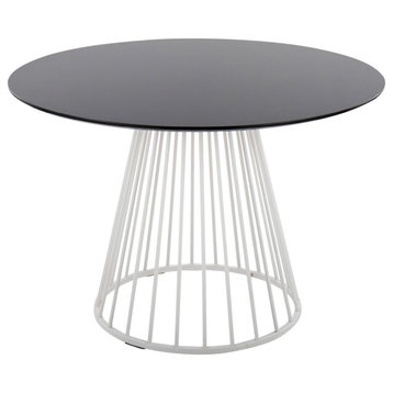 Canary Dining Table, White Metal and Black Wood