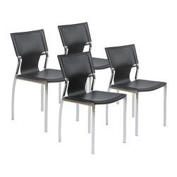 Euro Style - Vinnie Black Bonded Leather Side Chair Set of 4 - Bar Stools And Counter Stools