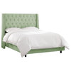 Williams Queen Nail Button Tufted Wingback Bed, Lulu Sage