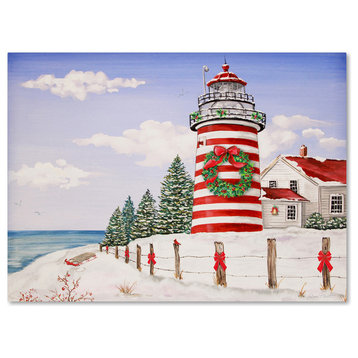 Jean Plout 'Christmas Lighthouse' Canvas Art, 19x14