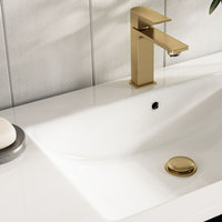 Grace Bathroom Vanity, Black With Brass Trim, 36", Single Sink, Freestanding