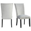 Maklaine Transitional Styled Velvet Side Chair Set in Gray Finish