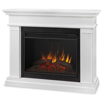 Bowery Hill Contemporary Wood Grand Electric Fireplace in White