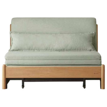 Solid Wood Sofa Bed, Sleeper Sofa, Beech Log 37.4x33-78.1x30.3" Willow Green