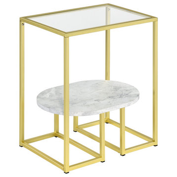 Nola Glass & Metal End Table in Gold
