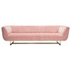Diamond Sofa Venus Sofa, Blush Pink Velvet, Contrasting Pillows, Gold Metal Base