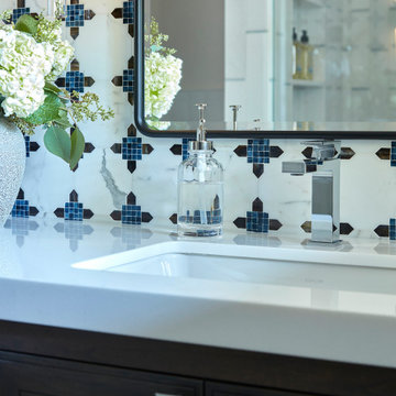 Menlo Park Transitional Bathroom Remodel: Bold Patterns & Timeless Design