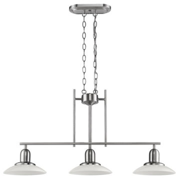CHLOE Contemporary Brushed Nickel 3-light Island Fixture 32" Wide