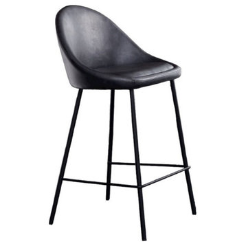 Plata Import Vero Modern 26'' Bar Stool in Black Faux Leather (Set Of 2)