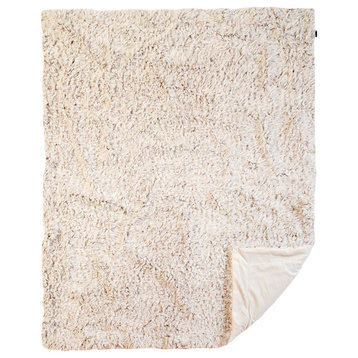 Faux Fur Throw Blanket, Off-White Shaggy Plush