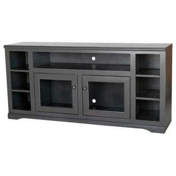 66" Wide Entertainment Console With Shelves, Midnight Blue