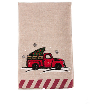 Christmas Truck Christmas Tea Towel, Natural, 17"x27"