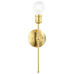 Livex Lighting - Livex Lighting Lansdale 1 Light Polished Brass ADA Single Sconce - Simplicity and attention to detail are the key elements of the Lansdale collection.  The dimensional form, exposed bulbs and combination of finishes adds a playful mood to a contemporary or urban interior. This single-light sconce design gives a new face to a bedroom, hallway or a bathroom vanity.  It is shown in a polished brass finish.