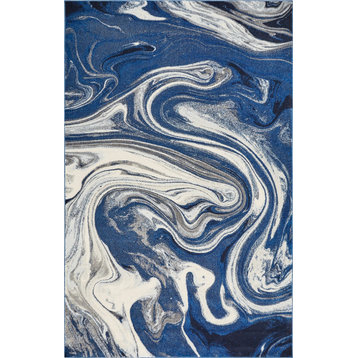 Watercolors Palette Plush Area Rug, Blue, 8'3" X10'2"