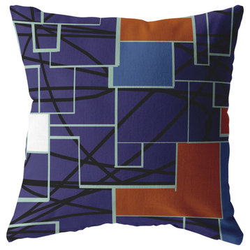 Square Patches Suede Blown and Closed Pillow Navy