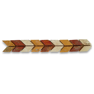Marble Mosaic Border Listello Accent Tile Arrow Gold 1.2x8.3 Polished, 1 piece