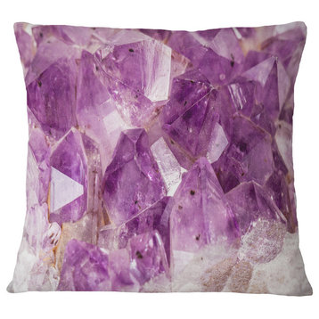 Purple Amethyst Macro Abstract Throw Pillow, 18"x18"
