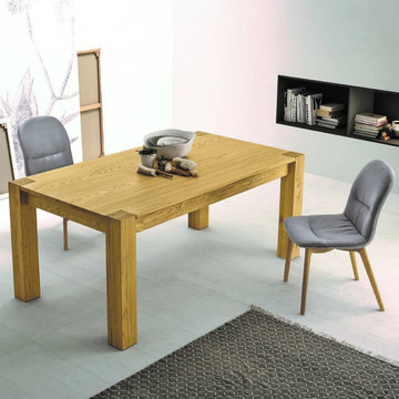 Bio extending veneered oak dining table by Sedit