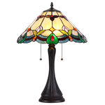 CHLOE Lighting - Jorgie  2-Light Table Lamp 16" Shade - This Tiffany style Victorian design 2-light table lamp features a dark bronze finish. Hand crafted from over 155 individually hand cut pieces of art glass that will add color and beauty to any room.