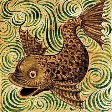 Tile Mural Pattern fish Accent Kitchen Wall Backsplash 4.25" Ceramic Matte