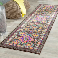 Safavieh Monaco Collection MNC240 Rug, Brown/Multi, 2'2" X 10'