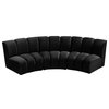 Infinity Channel Tufted Velvet Upholstered Modular Chair, Black, 3 Piece