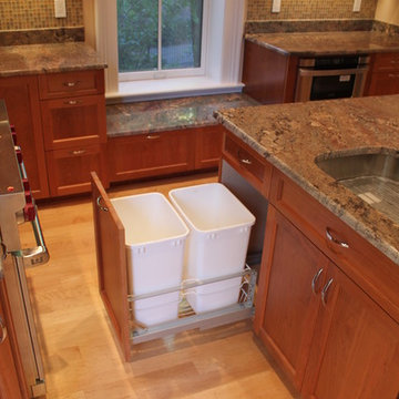 Transitional cherry wood kitchen in Boston