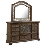 Magnussen - Magnussen Durango Drawer Dresser in Willadeene Brown - Traditional by nature, the handsome Durango bedroom collection imparts fresh allure to a classically inspired design aesthetic. Rooted in old world styling, these timeless silhouettes feature intricate carvings, fluted pilasters and ornate scrollwork insets. Antique Brass hardware gives the room a warm metallic element while providing the perfect complement to Durango's gorgeous Willadeene Brown finish. If you're an admirer of traditional styling, this statement bed and coordinating storage pieces are a must-have.