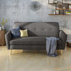 GDF Studio Doris Mid Century Fabric Couch, Dark Gray