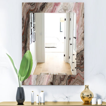 Designart Marbled Geode 17 Midcentury Frameless Wall Mirror, 24x32