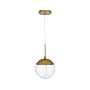 Eclipse 1-Light Pendant, Brass And Clear