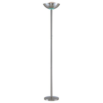 Basic Ii 1-Light Torchiere Lamp, Polished Steel