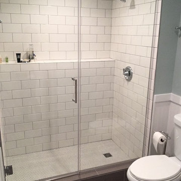 AFTER - Subway wall and penny tile shower floor