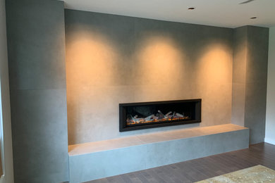 Custom fireplace. Large format tile