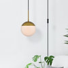 Elsa 1-Light Brass Plug-In Pendant With Frosted White Glass