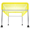 Atom Indoor/Outdoor Handmade Ottoman with Chrome Frame, Yellow Weave