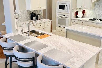 Houston Kitchen remodel with waterfall island countertop