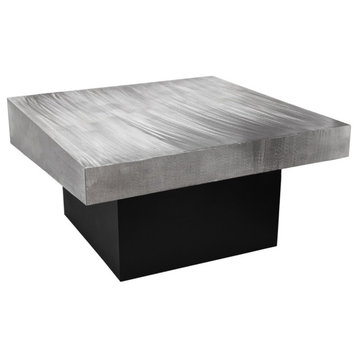 Palladium Textured Metal Coffee Table, Silver