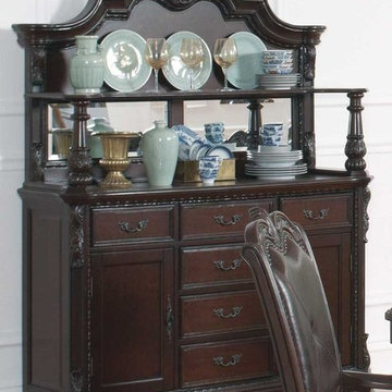 Valentina Brown Red Buffet with Hutch