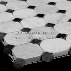 White Carrara Marble Italian Bianco Carrera Octagon Mosaic Tile Honed - Products