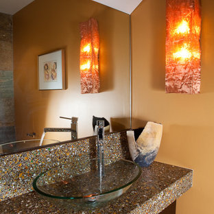 75 Most Popular Powder Room With Recycled Glass Countertops Design