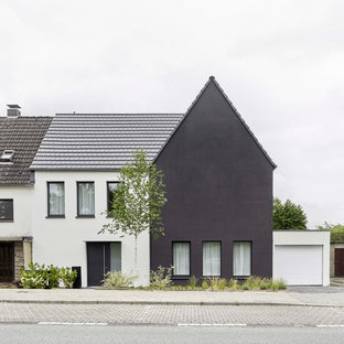 Zweistöckiges, Graues Nordisches Einfamilienhaus mit Satteldach in Essen