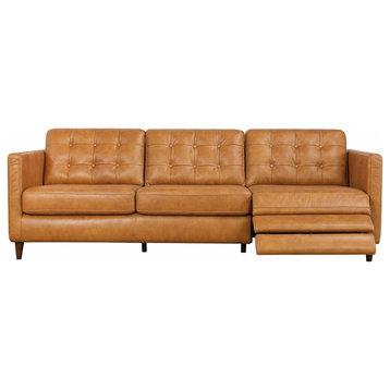 Leah Modern Tan Genuine Italian Leather Right-Facing Power Reclining Sofa